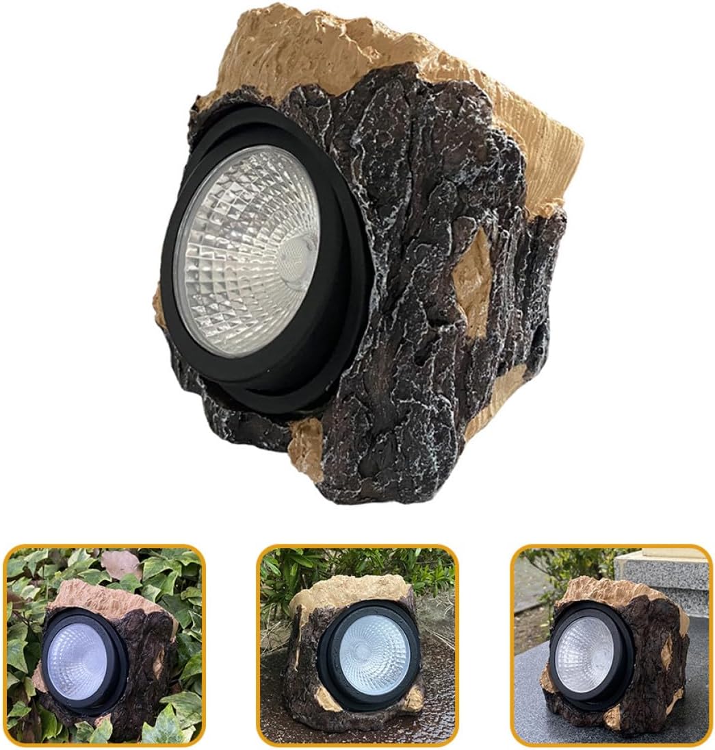 Milisten Solar Garden Lights Stump Shape Figurine Lights for Patio and Yard Outdoor Solar Pathway Lighting with Resin Decorative Design