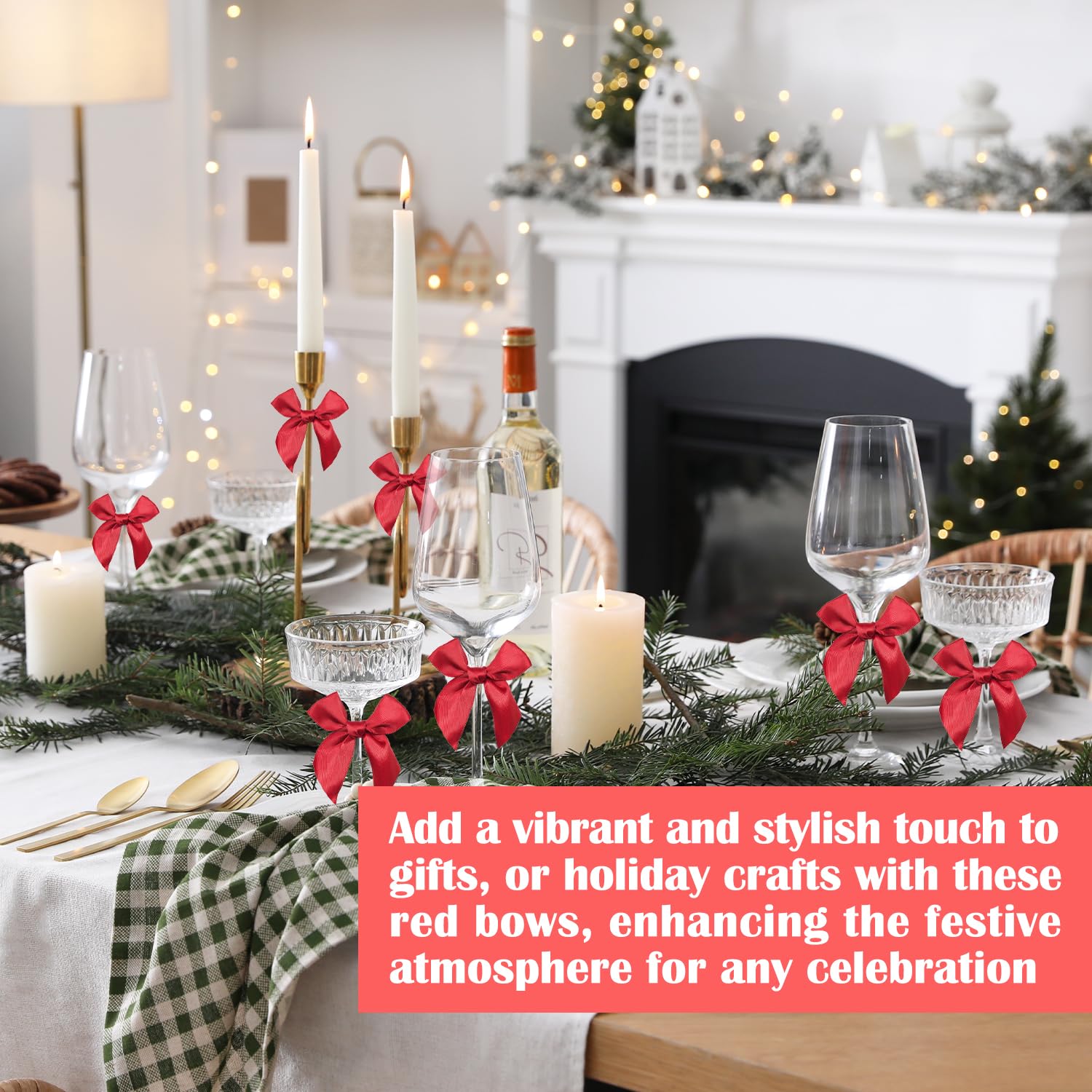 30 Lazos Rojos, Lazos para Árbol de Navidad, Accesorios para Envolver Regalos, Pequeños Lazos Rojos para Manualidades, Boda y Decoración Navideña