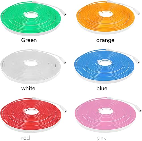 Miniatura 7 de XUNATA Tira de luces LED azules, tira de luces LED de neón flexible para exteriores, DC 12V 6.56 pies2M 2835 120LEDsM barra de luz de silicona