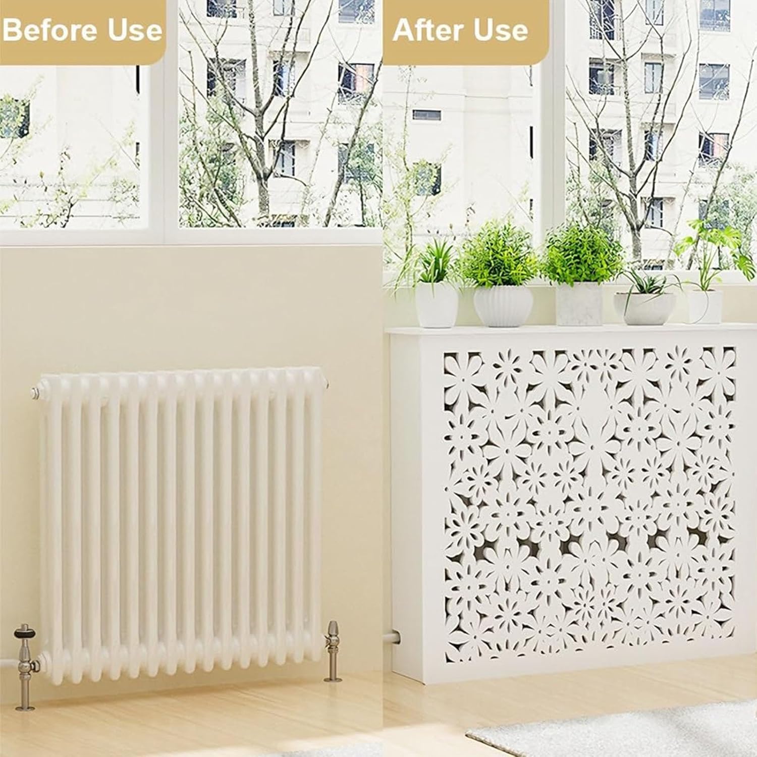 Radiator Covers for Home,Hollow Out Design Radiator Shelf, Easy Assembly White Decorative Heating Cabinet,for Office Hallway Living Room(31x27x8in/80x70x20cm)