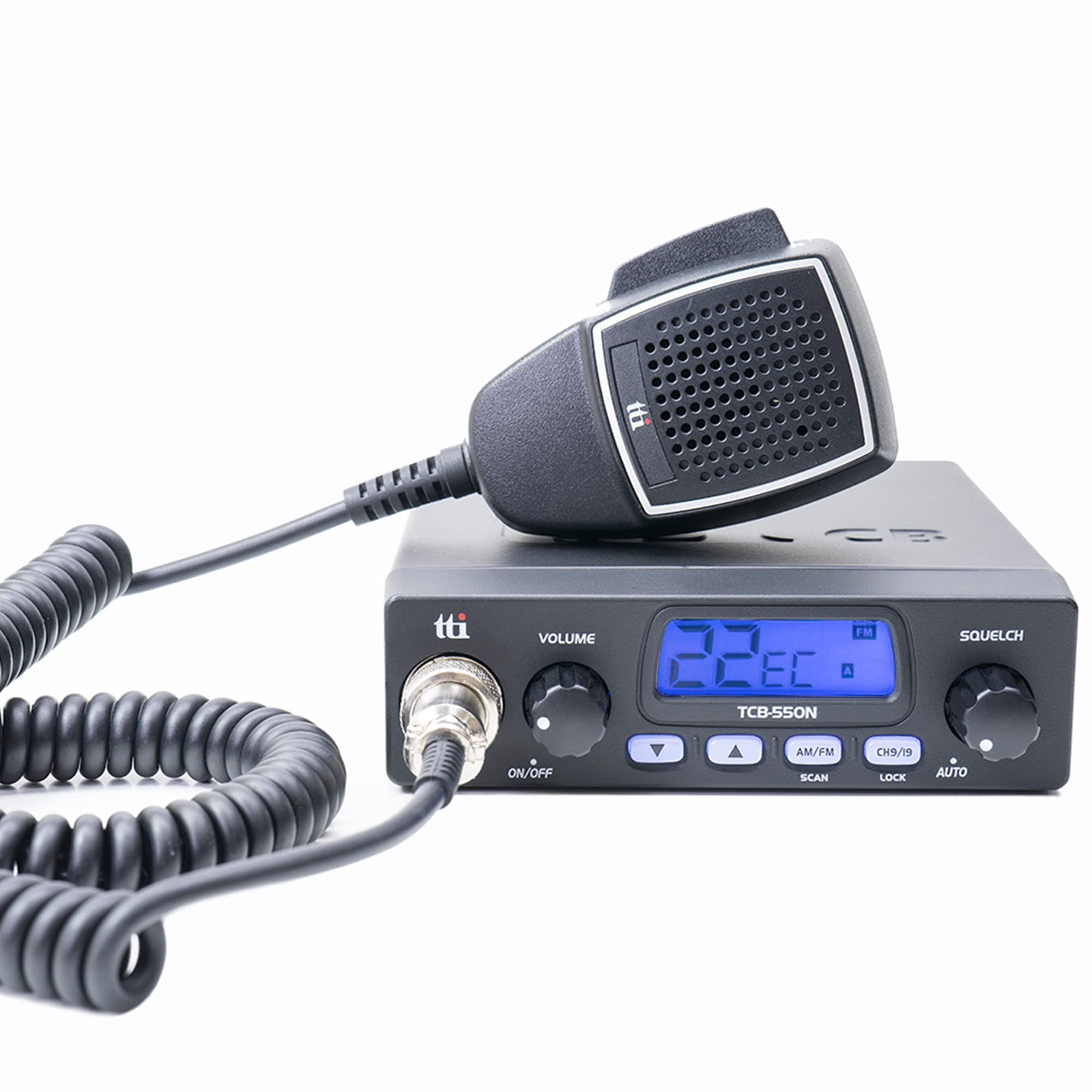 Radio CB TTi TCB-550 N con squelch automatico, guadagno RF, blocco tastiera, TUTTI, presa accendisigari inclusa