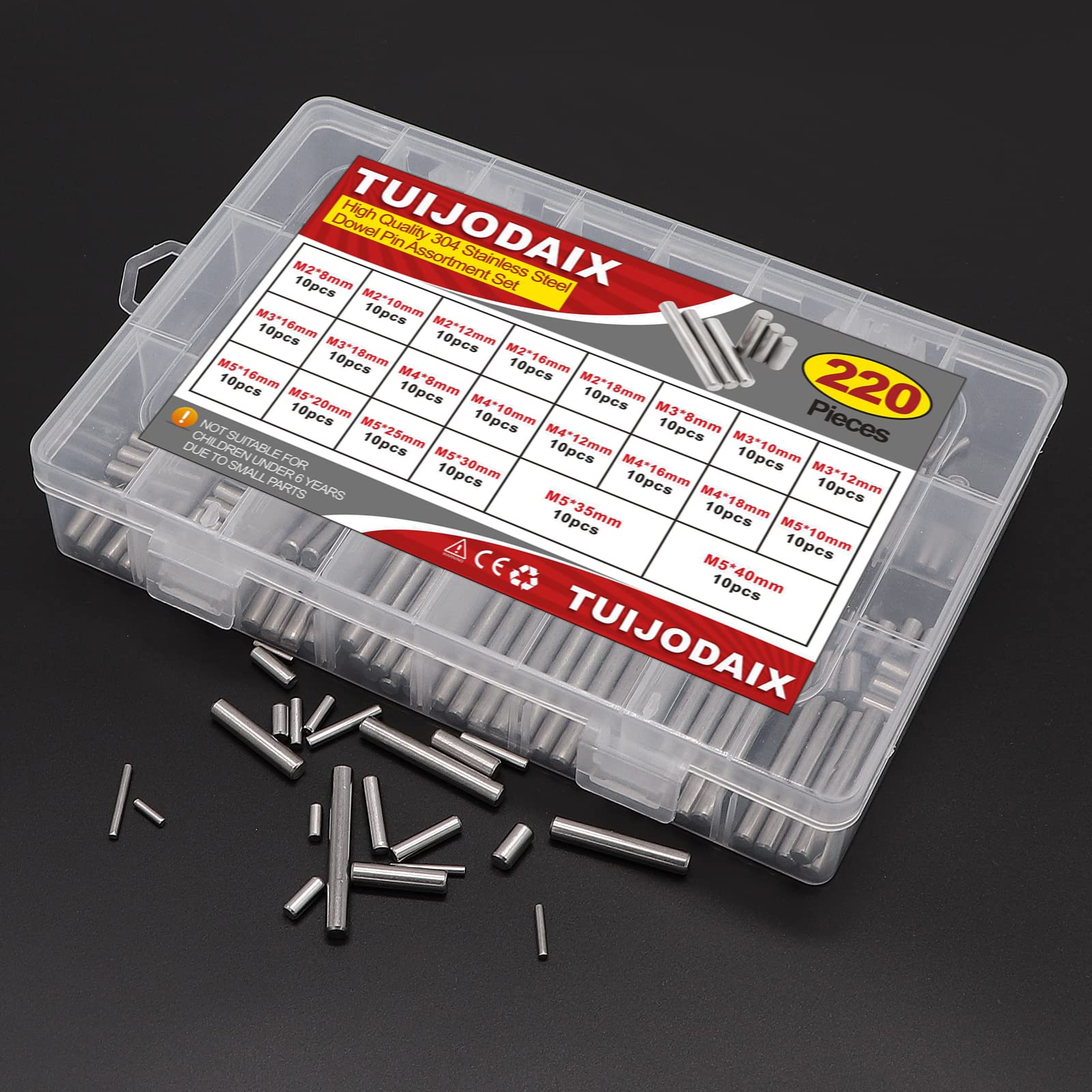 220Pcs 22 Kinds M2 M3 M4 M5 304 Stainless Steel Dowel Pin