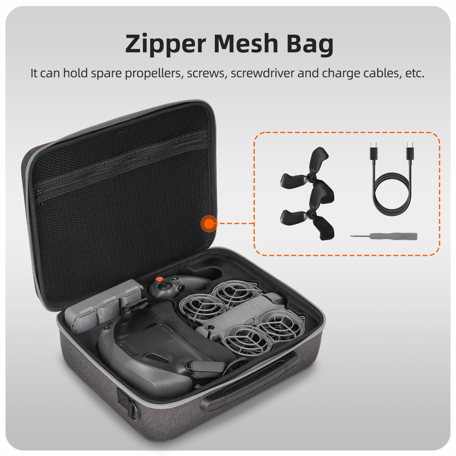 Borsa di Stoccaggio Rigida per DJI Neo 2 Motion Fly More Combo Borsa da Viaggio per DJI Goggles N3 Custodia Protettiva Impermeabile e Antigraffio con Tracolla Accessori per Drone