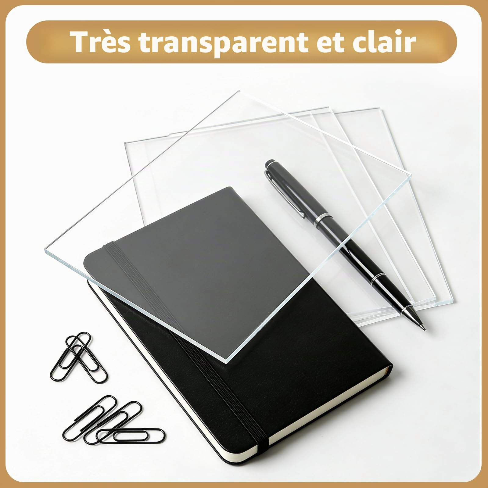 Plaque Acrylique Transparente: 8 Pièces A4 210 x 297 x 3mm Transparente Acrylic Sheet, Plaque Acrylique Transparent pour DIY, Cadre Photo et Affichage de Projet
