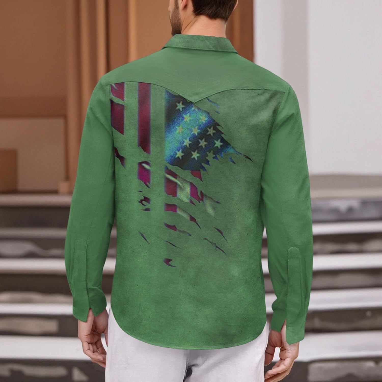 Men's Business Casual Shirts, Button Down Long Sleeve Dress Shirt Beach Vacation Shirts, M-3XL