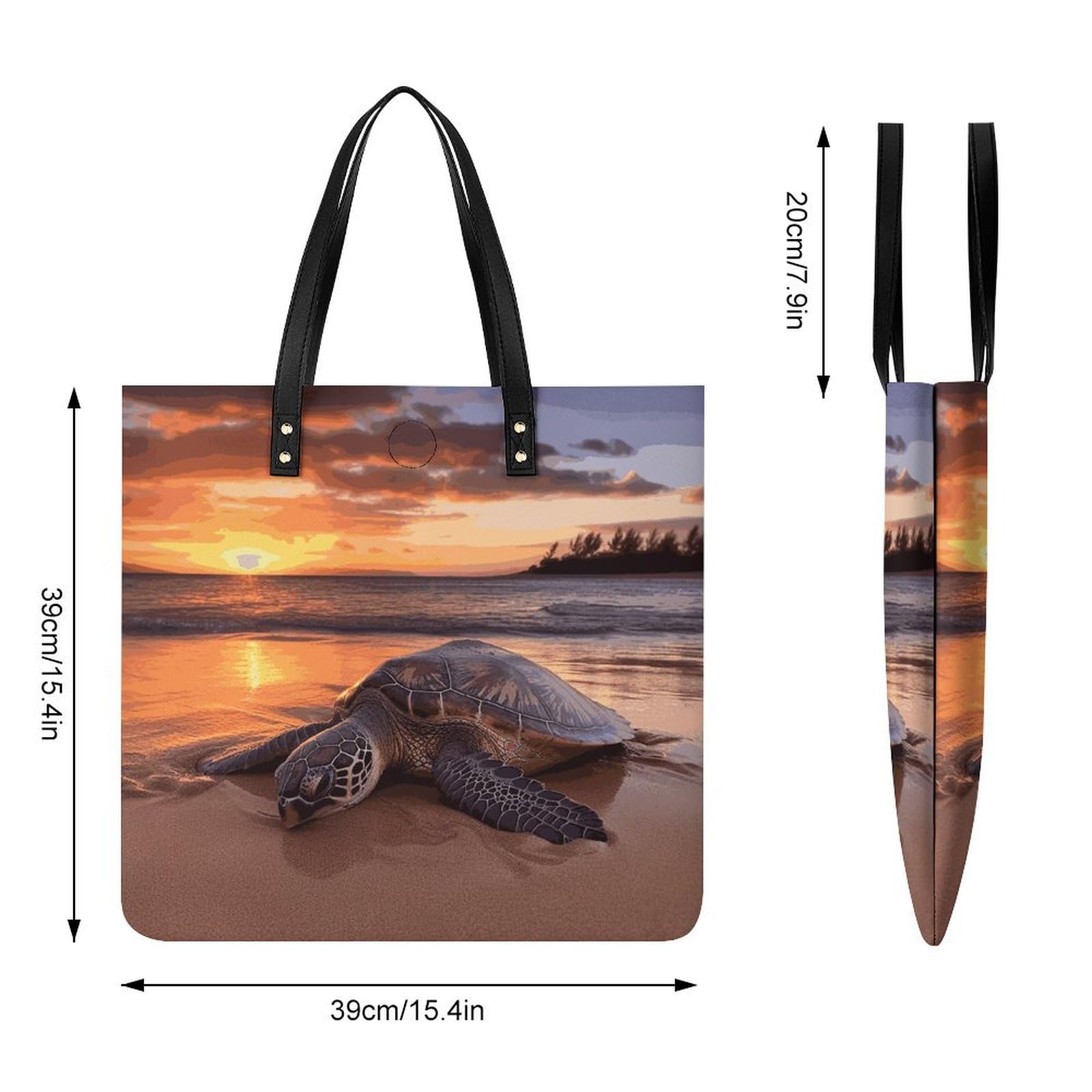 Sea Turtle Sunset Large Leather Handbags Women Fashion Handbag Multifunctional Travel Bag It Is A Great Gift for Mothers, Teachers, Friends, Bridesmaids