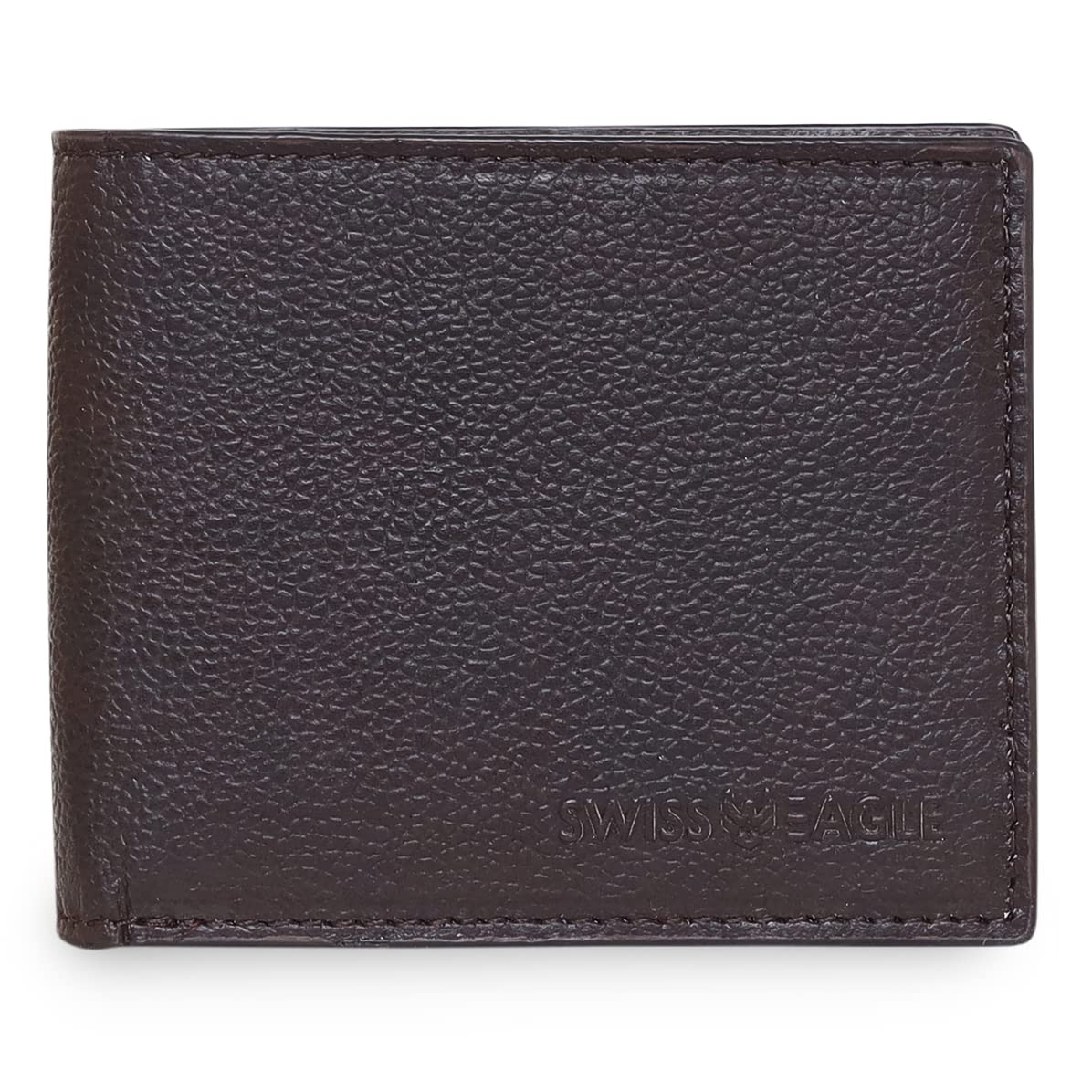 swiss eagle Set of 3 - Bi-Fold RFID Leather Wallet + RFID Bi-Fold Leather Card Holder + Premium Leather Keychain | for Men, Brown-picture-29