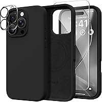 Vista 191 de GONEZ Funda de silicona para iPhone 14 Pro Max, compatible con MagSafe, con protector de pantalla + protector de lente de cámara, silicona líquida a