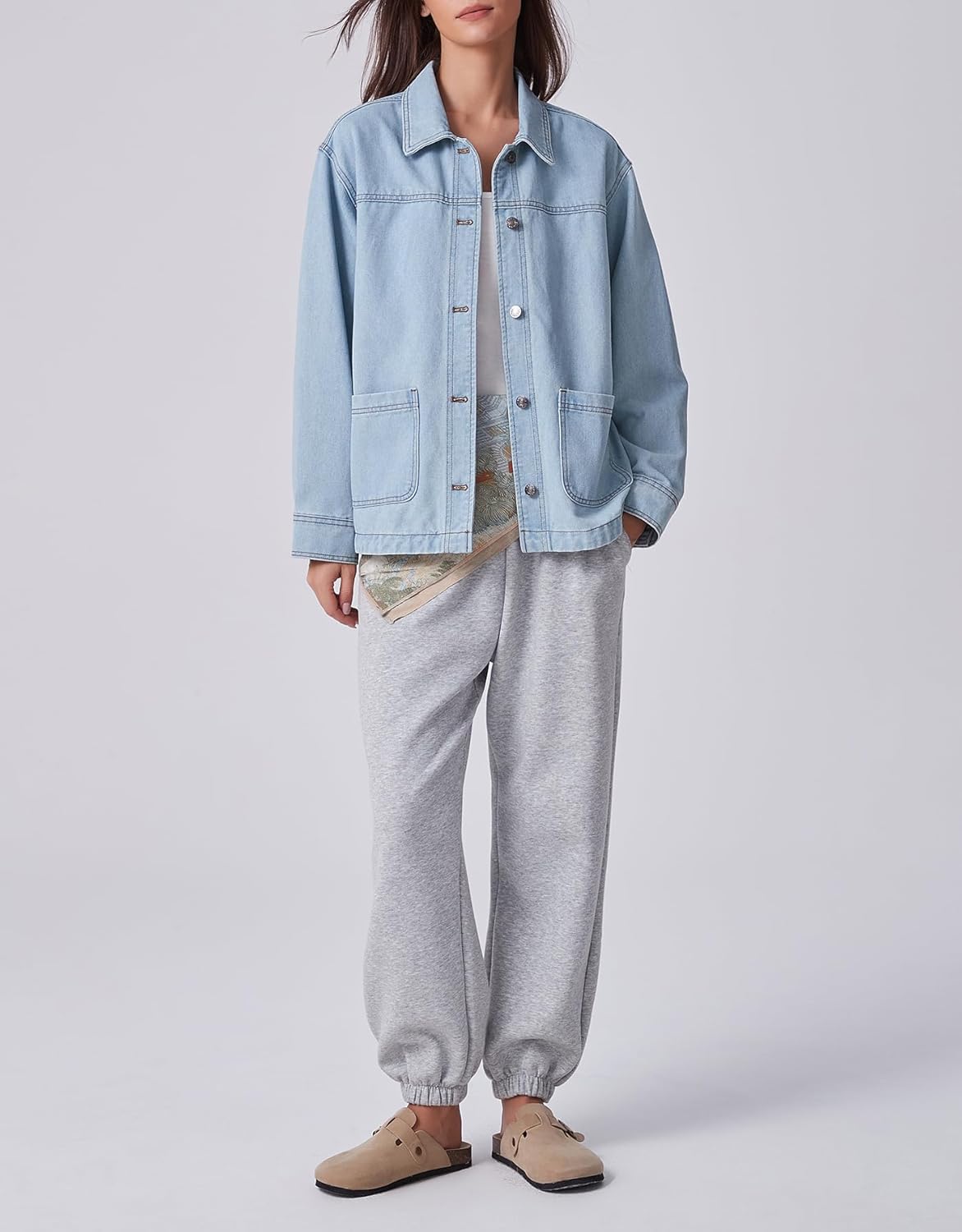 Kedera Women's Denim Jacket Shacket Button Down Long Sleeves Trendy Oversized Fit Jean Coat - Image 2