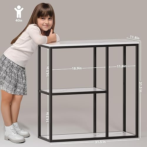 Miniatura 9 de WOHOMO Mesa consola, mesa de sofá estrecha de 12 pulgadas con estantes de almacenamiento de 3 niveles, mesa de entrada industrial de 31.5 pulgadas
