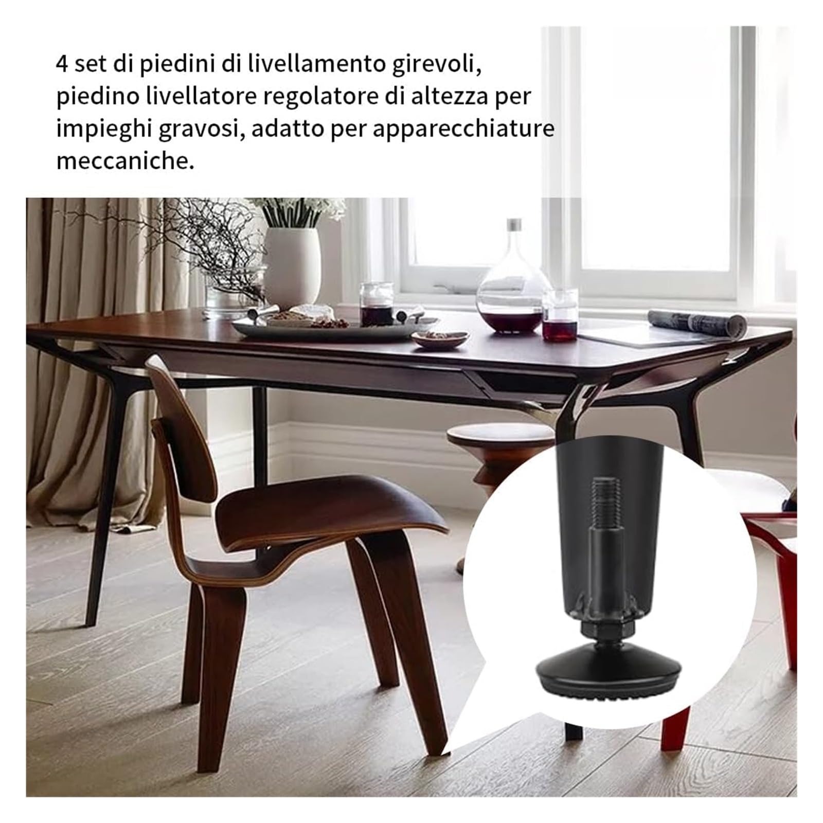 Pie nivelador de tornillos for muebles, 4 piezas M8, niveladores roscados ajustables, niveladores de muebles giratorios antideslizantes, pies niveladores de maquinaria de alta resistencia for banco de