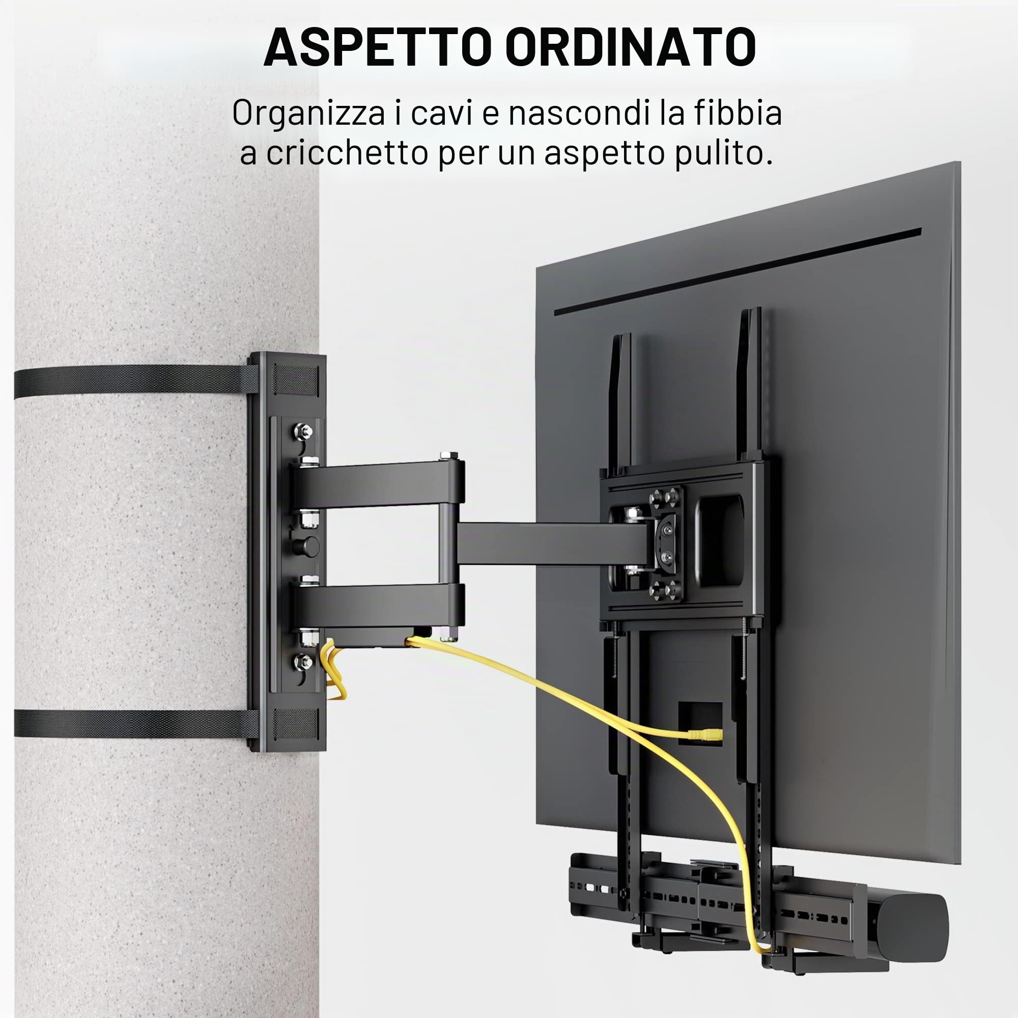 ZeboZap ZZTVA2044 - Supporto per TV da esterni, senza trapano, movimento completo, supporto TV per gazebo, supporto TV per patio, pergola, supporto TV quadrato, viti in acciaio inossidabile