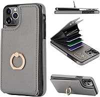 Vista 8 de Folosu Funda compatible con iPhone 11 Pro Max con soporte para tarjetas, rotación de 360°, soporte de anillo de dedo con función atril, protección