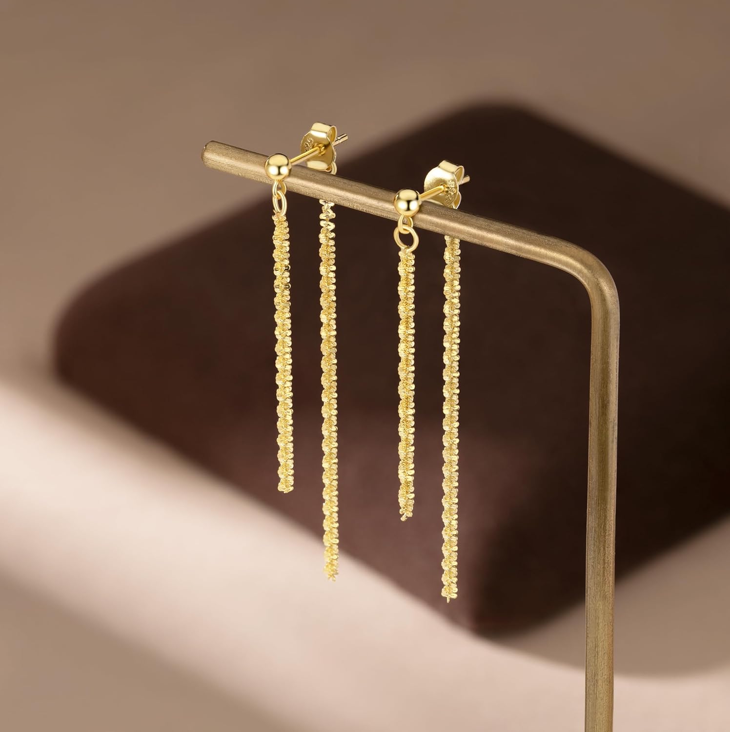 Reffeer Solid 925 Sterling Silver Tassel Chain Dangle Earrings for Women Teen Girls Minimalist Dangle Earrings Drops - Image 4