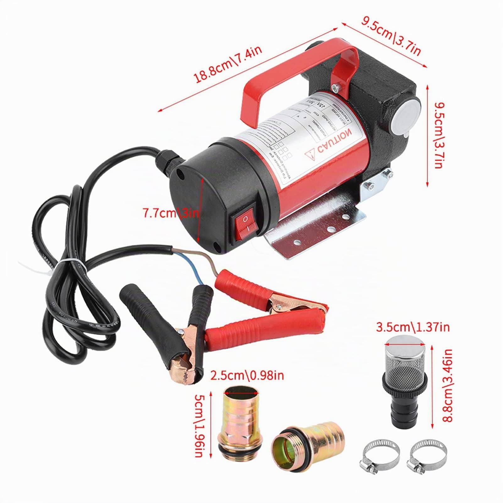 Bomba Diésel 12V 200W, Bomba Aceite 40L/min, Eléctrica de CC con Filtro de Aceite de Micromalla, Drenaje de Aceite Diésel de Transferencia de Motor de Cobre a Succión