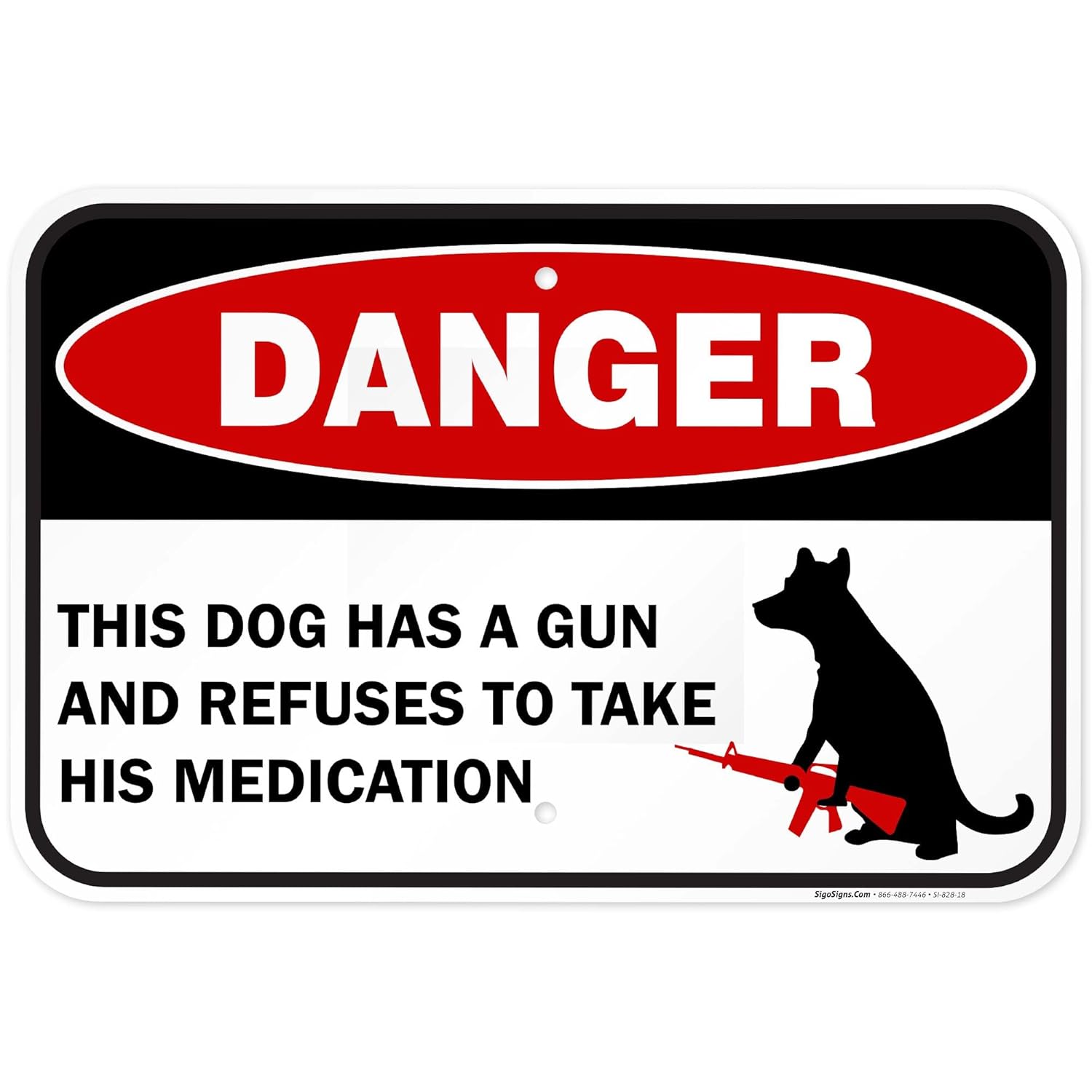 Funny Beware of Dog Sign, 12x18 Inches, Rust Free .063 Aluminum, Fade Resistant, Made in USA