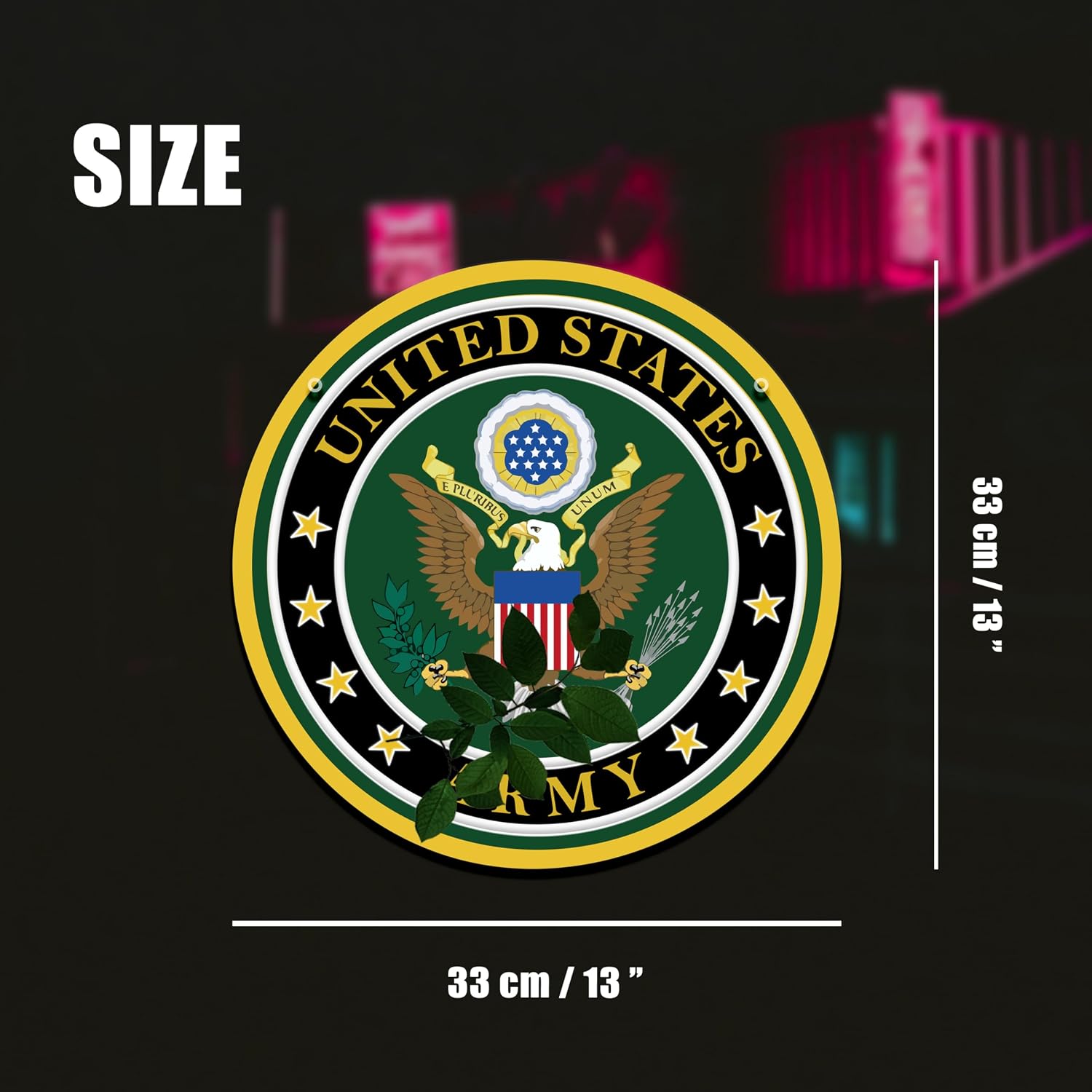 Eagle Shield Patriotic LED Neon Sign, 13" Dimmable Round Wall Light, USB Powered Decor for Man Cave, Garage, Office, Commemorative Gift for Veterans & Heroes, Adapter Not Included image 3
