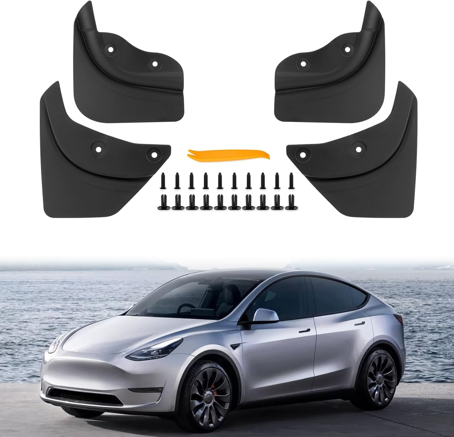PSLER für Tesla Model Y 2019 2020 2021 2022 2023 2024 Schmutzfänger Spritzschutz Kotflügel Kein Bohren erforderlich Auto fürTesla Model Y Zubehör(4 Stück) - Amazon product rated Grade B