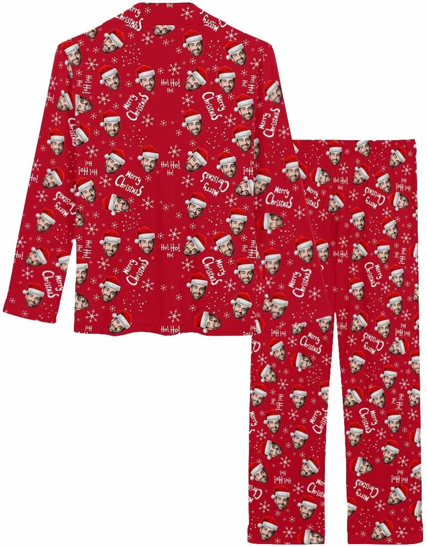 Personalized Pajamas Set with Photo Dog Bone Custom Pajamas Button Down Women's Pajamas Gift for Women Christmas - Image 4