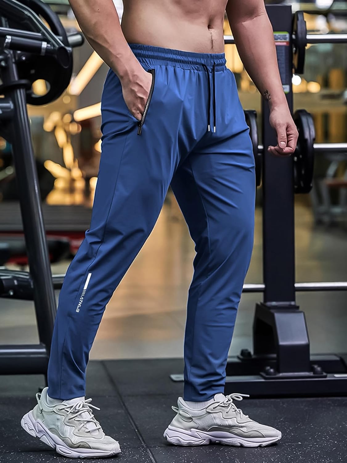 3 Pack Men's Quick Dry Sweatpants for Running, Gym Training - Lightweight Stretch Jogging Pants with Zippered Pockets