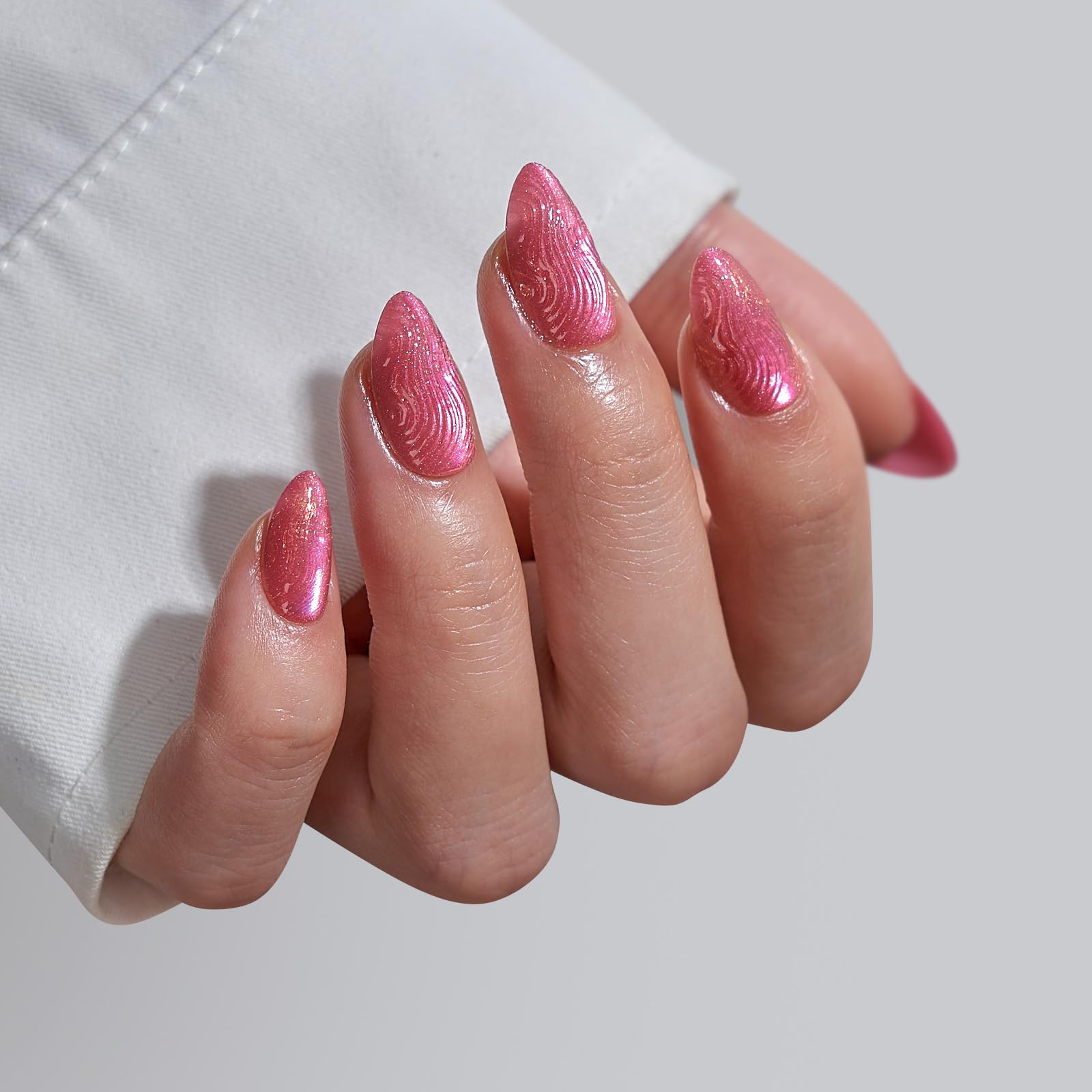 BTArtbox Press On Nails Short - Salmon Pink Press on Nails, Oval Fake Nails with Nail Glue, Reusable Glue On Nails in 16 Sizes Nail Kit, Tomato Tango: BTArtbox Press On Nails Short - 3D Sculpting Red Cat Eye Almond Press On Nails with Glue for Women, Opaque Soft Gel Glue On Nails in 16 Sizes - 32 Stick On Nails Kit, Crystal Wave