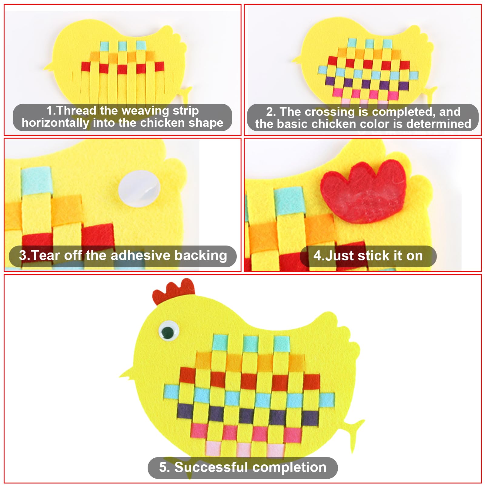 Falafoty Kit De Tissage Créatif 9 Pièces – Modèles Animaux, Fruits, Insectes – Feutrine – Dès 4 Ans – Cadeau éducatif Filles Et Garçons