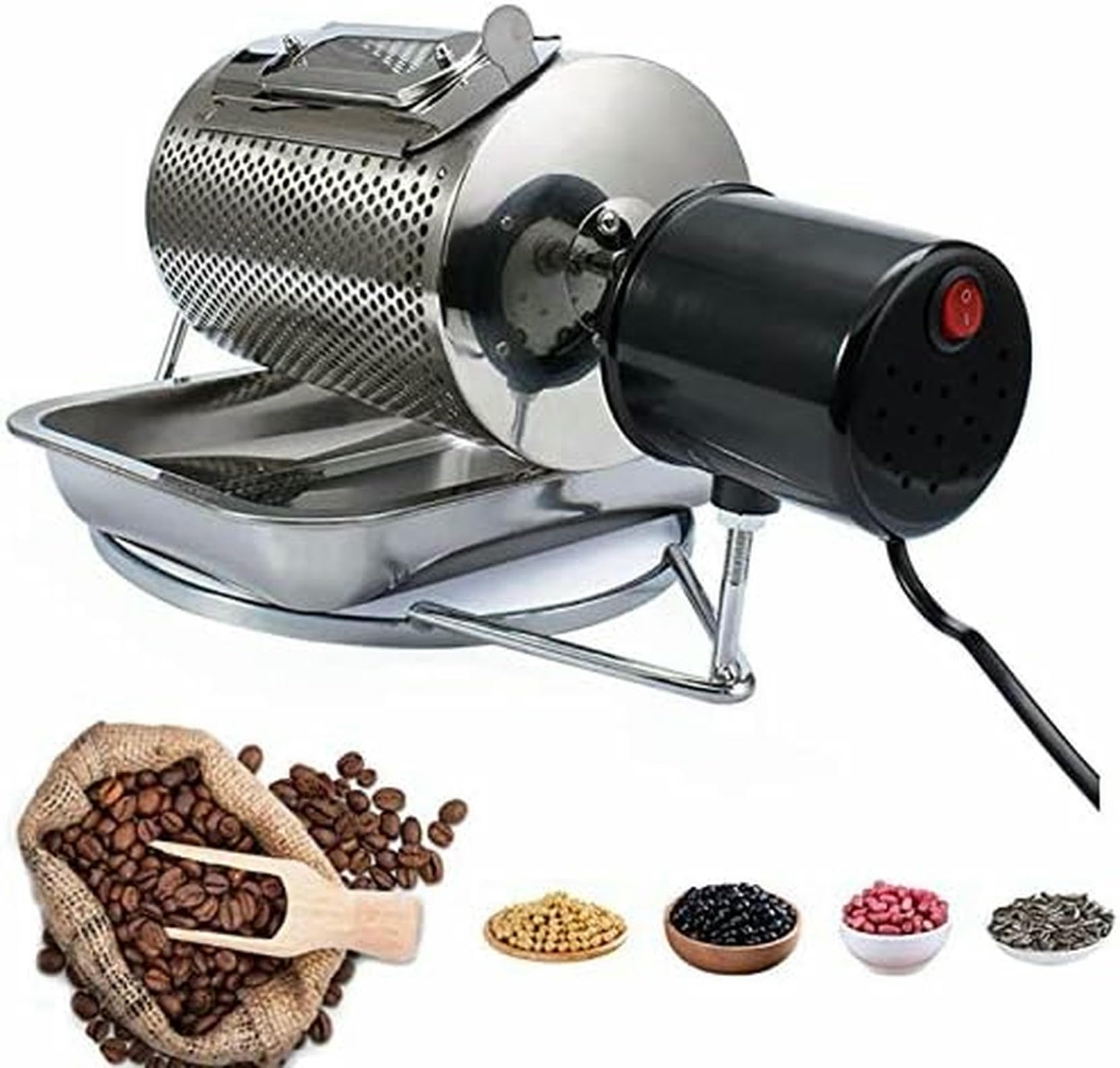Tostadore Elettrico per caffè, Tamburo in Acciaio Inossidabile con Finestra Visibile, Tostadore per Arachidi Domestico, capacità 250g