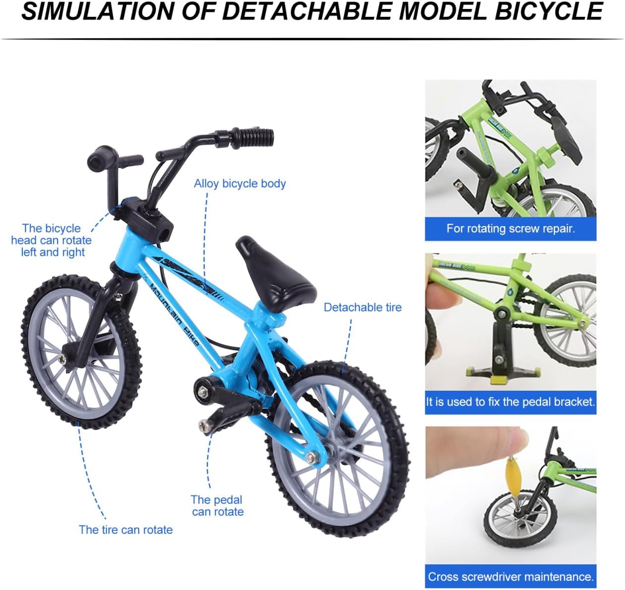 Mini Finger Bike Lightweight Alloy Model for Desktop Sports Games Realistic Detail Portable and Easy to Use Blue Finger Mini Bike for Adults