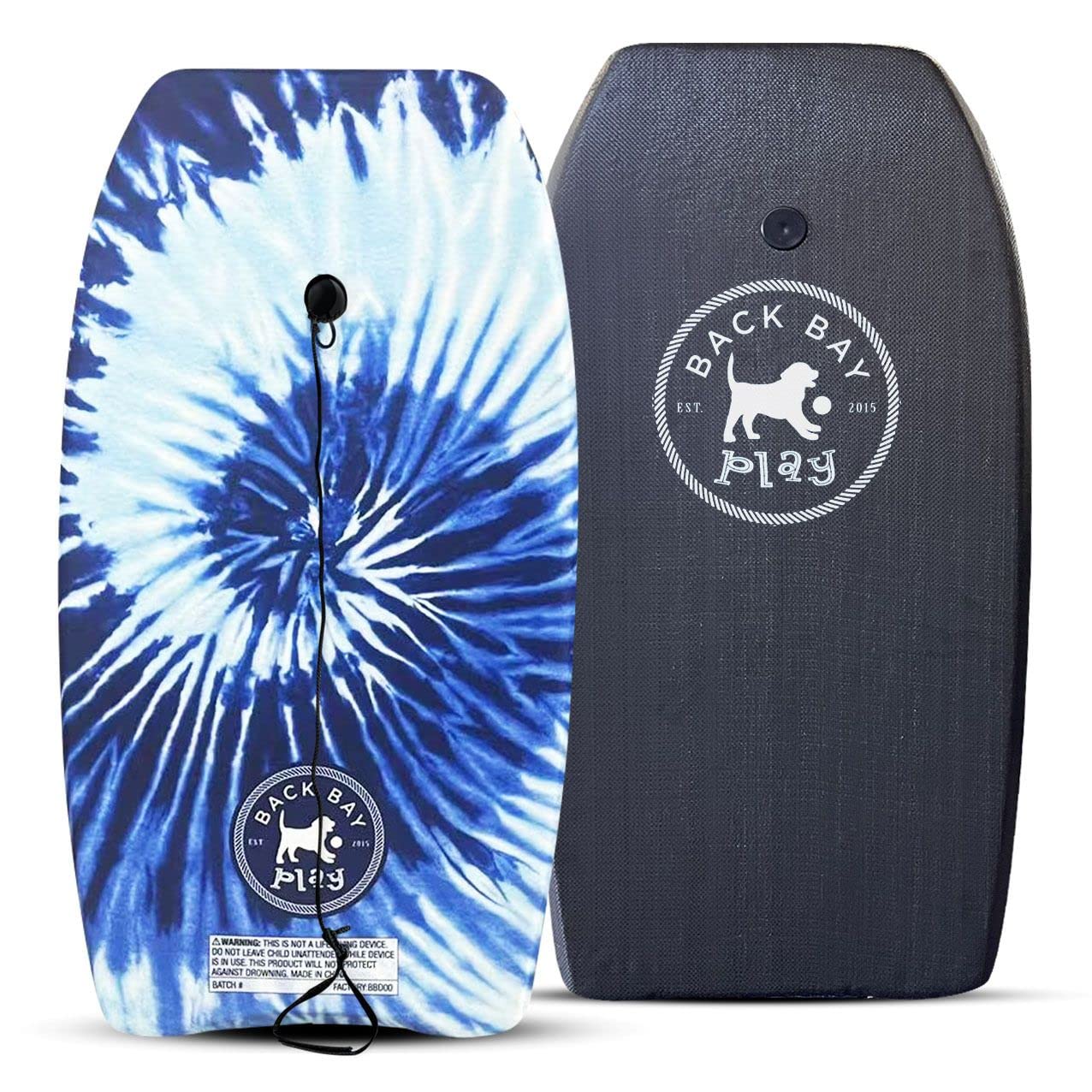 Back Bay Play 26"-41" Body Boards - Lightweight EPS Core Boogie Boards for Beach - Bodyboard, Boogie Board for Beach Kids with Wrist Leash Surfing for Kids & Adults