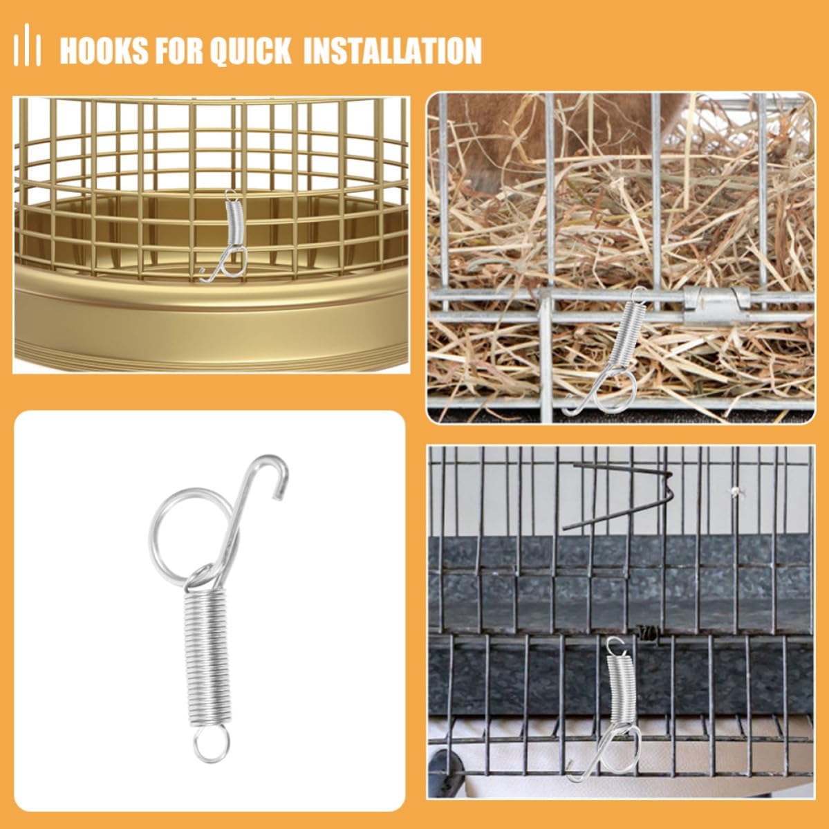 24pcs Spring Latch Hook for Small Animal PET Cage Doors Stainless Steel image 3