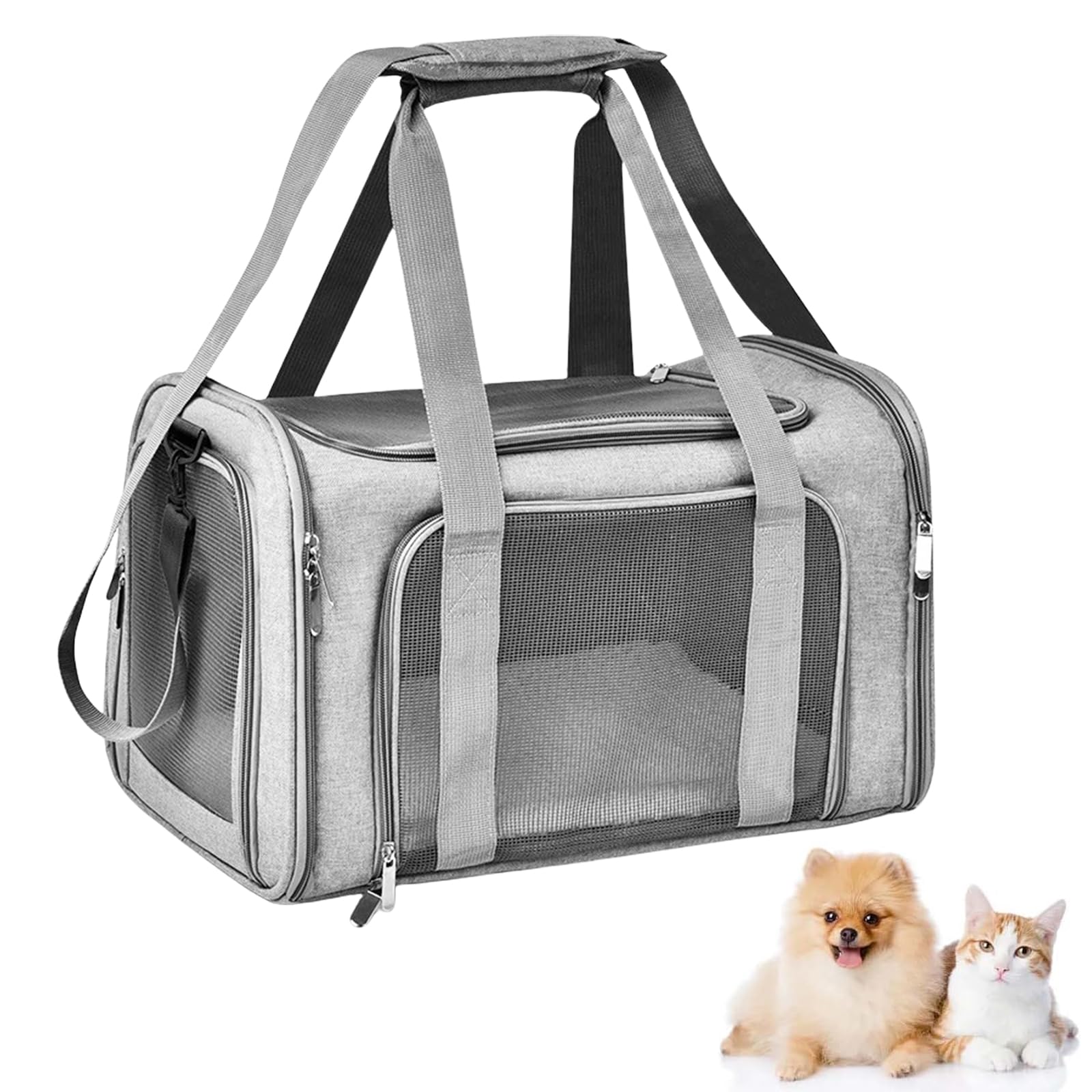 40*25*25cm Katzentransporttasche Haustiertasche kleine, 3kg Faltbare Transportbox Katze mit Schulterriemen Transportbox Katze Katzentransportbox Hunde Katzen Transportboxen für kleine Katzen Hunde-S