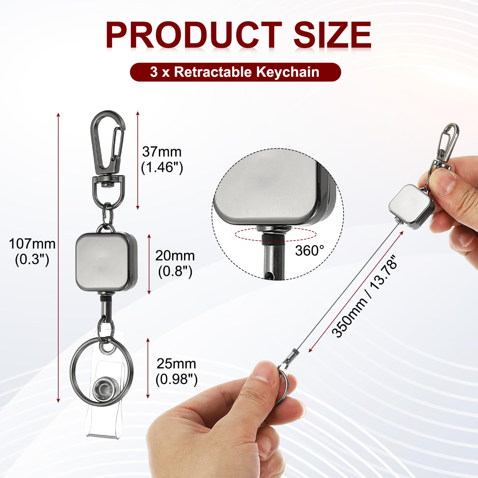 PATIKIL 3Pack Retractable Keychain - Image 2