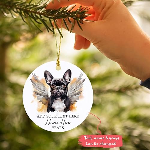 Vista 144 de Adorno conmemorativo personalizado de Bulldog Inglés – Alas de ángel, regalo de Navidad personalizado para perro, mamá y papá Adorno de Bulldog