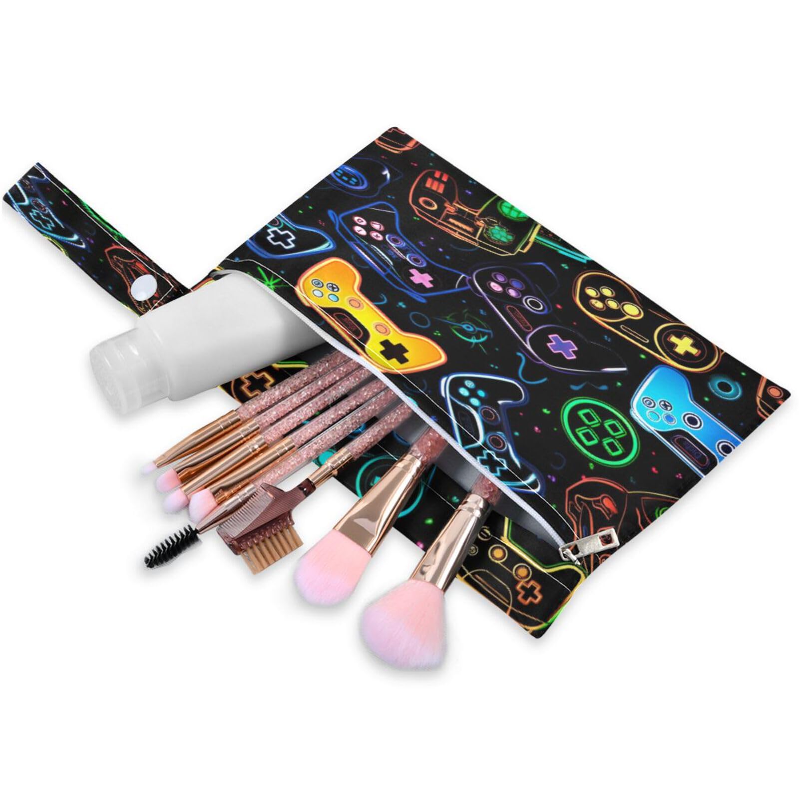 ATTX Colorful Video Game Controllers Wet Dry Bags 2-Pack - Reusable Cloth Diaper Storage for Travel, Beach & Gym | Multi-Use Waterproof Bags for Swimsuits, Baby Clothes, Sports Gear#273