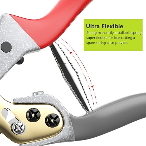 Miniatura 3 de Tijeras de podar de acero de alto carbono de aleación de titanio, tijeras de jardín rojo y gris de 7.8 pulgadas, tijeras de jardín para flores