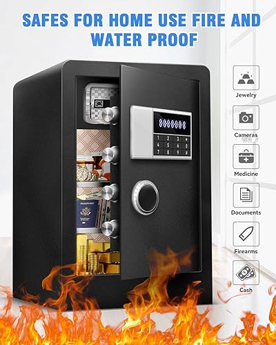 Miniatura 2 de Caja fuerte grande ignífuga impermeable para documentos de oficina en casa, 4.0 pies cúbicos, pantalla LCD de acero resistente, caja de seguridad