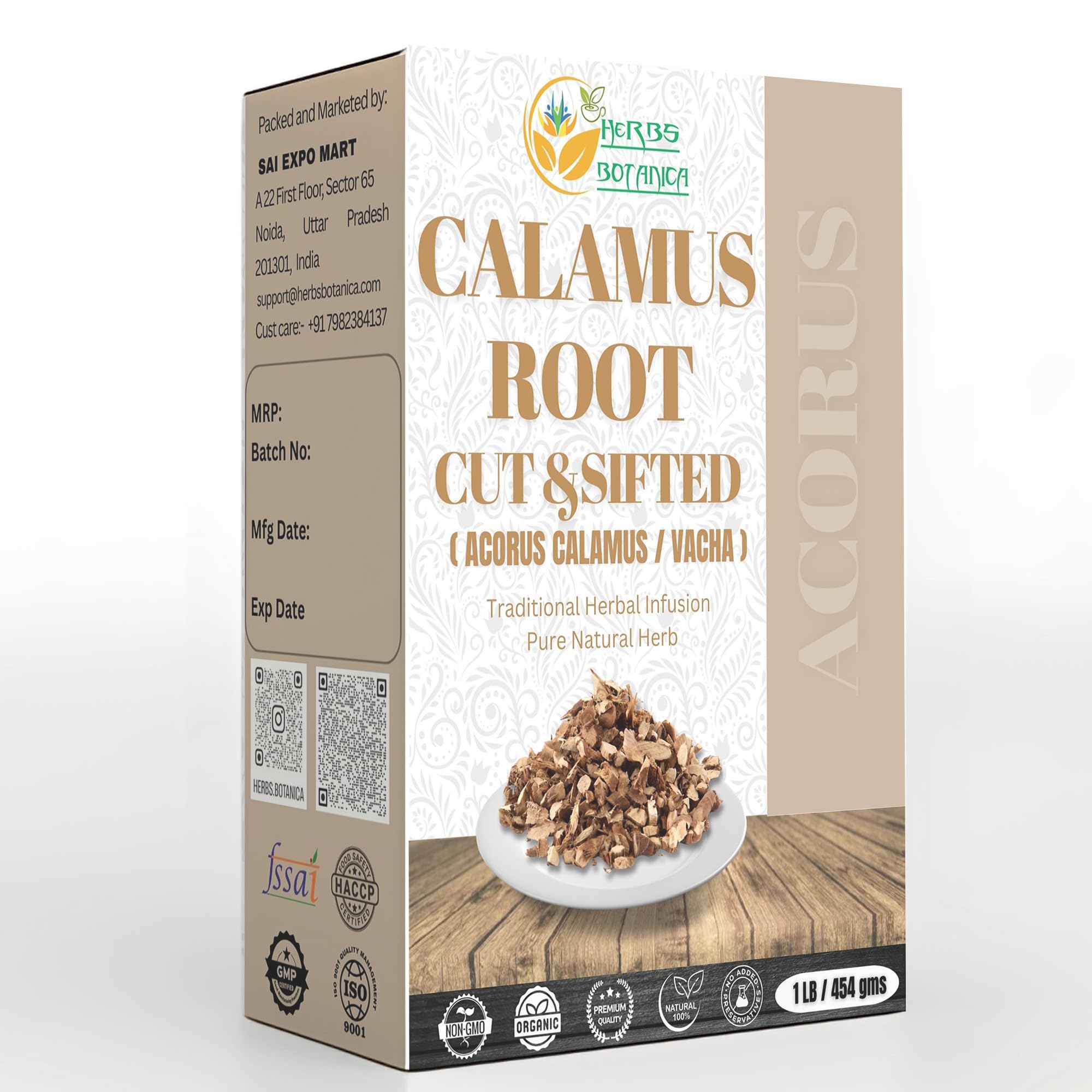 Herbs Botanica Calamus Root Loose Dried Herb for Skin, Stomach Health Benefits Herbal Tea Sweet Flag/Sway/Vacha/Muskrat Root/Vasambu 1 lb Bulk Bag