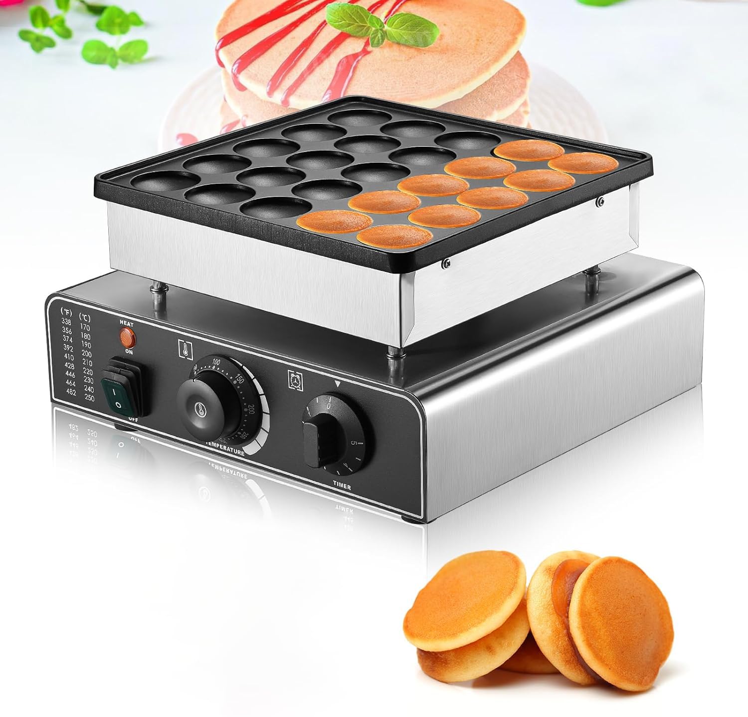 Blend Art Mini Pancake Maker Machine | Electric Commercial Pancake Maker | Nonstick Adjustable Heat | 25 Mini Pancakes at Once | Perfect for Breakfast & Desserts | Home & Restaurant Use | 950W Power