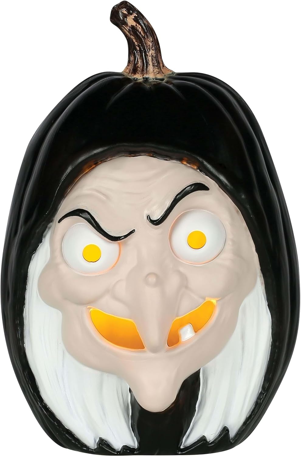 Seasons Snow White Evil Witch Pumpkin Decoration | Light Up Jack O' Lantern Halloween Indoor Decor, Battery Operated Standard