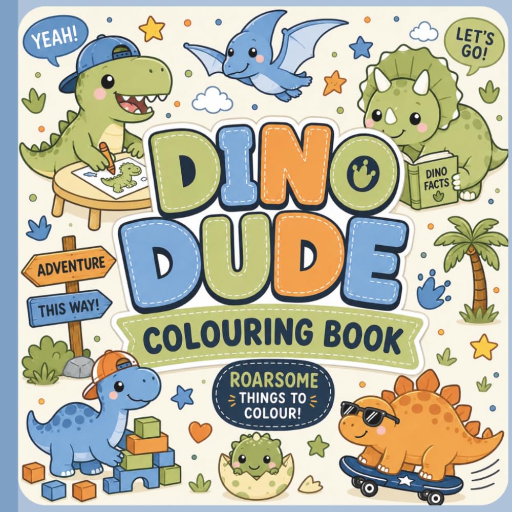Dino Dude Colouring Book: Roarsome Adventures for Kids Ages 4–8