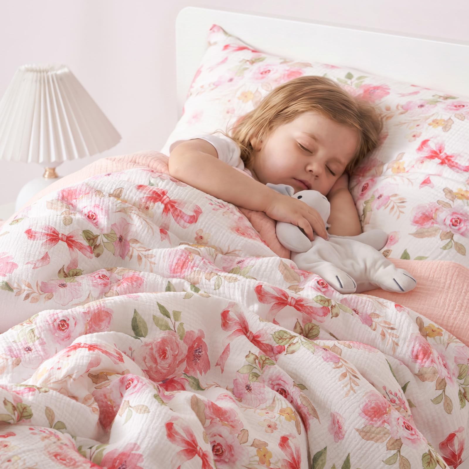 phf 3 piece muslin cotton toddler bedding set pink flower us