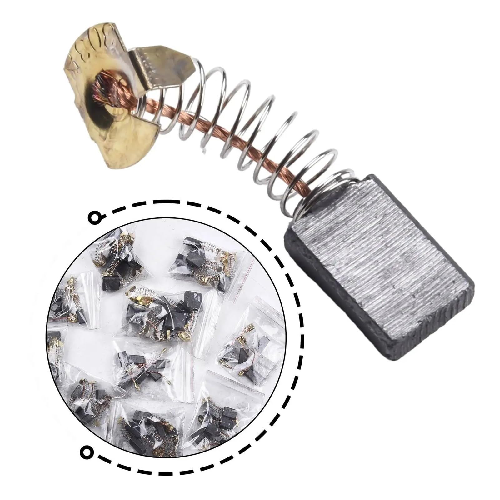 Cepillo Discos abrasivos 60 piezas de 10 tamaños de escobillas de carbón for motor eléctrico, repuesto de taladro percutor eléctrico, cepillo de grafito for amoladoras angulares, herramienta eléctrica