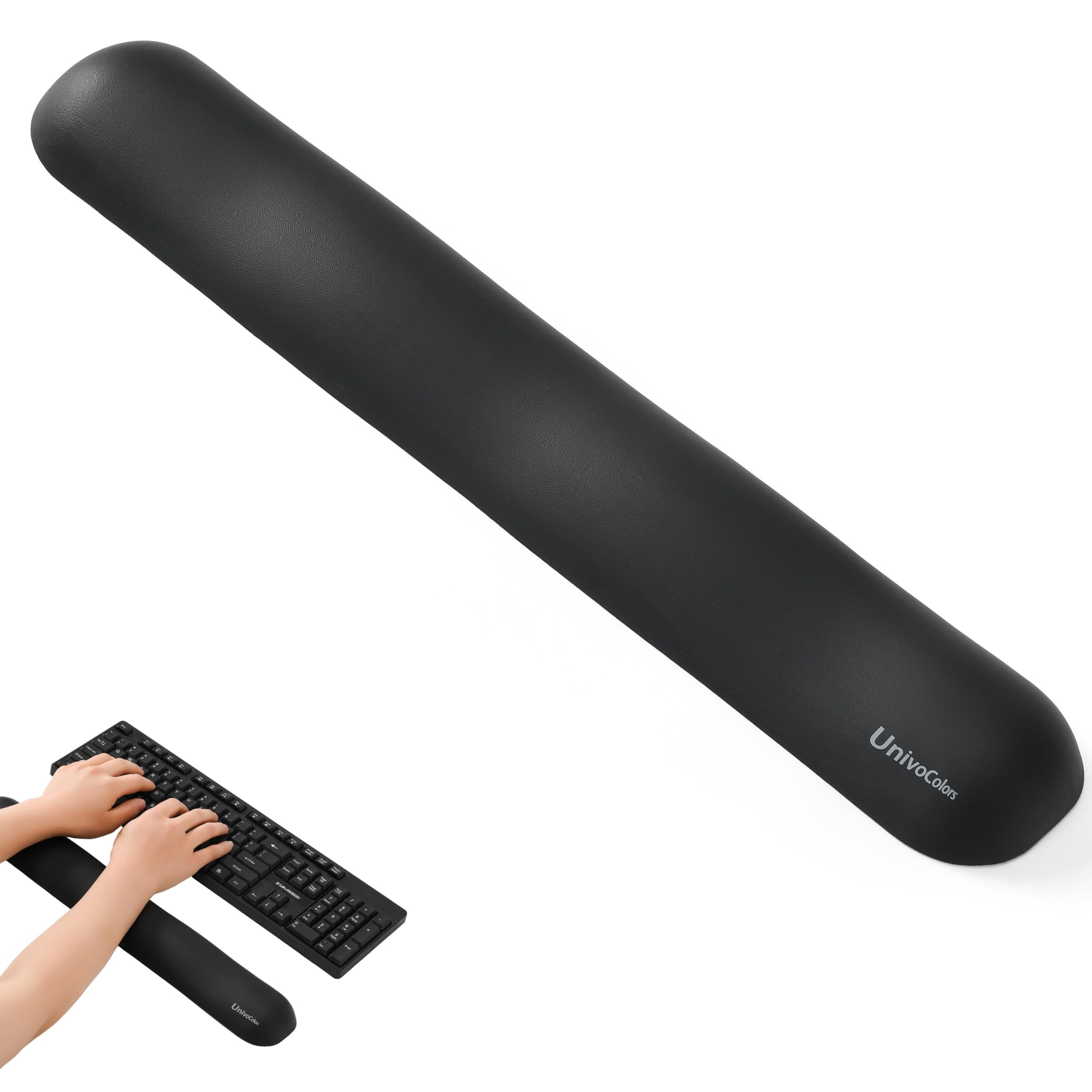 UnivoColors Design-Wave Keyboard Wrist Rest Artificial Sheepskin Memory Foam Ergonomic Anti-Slip Gel Resilience Support During Work and Gaming