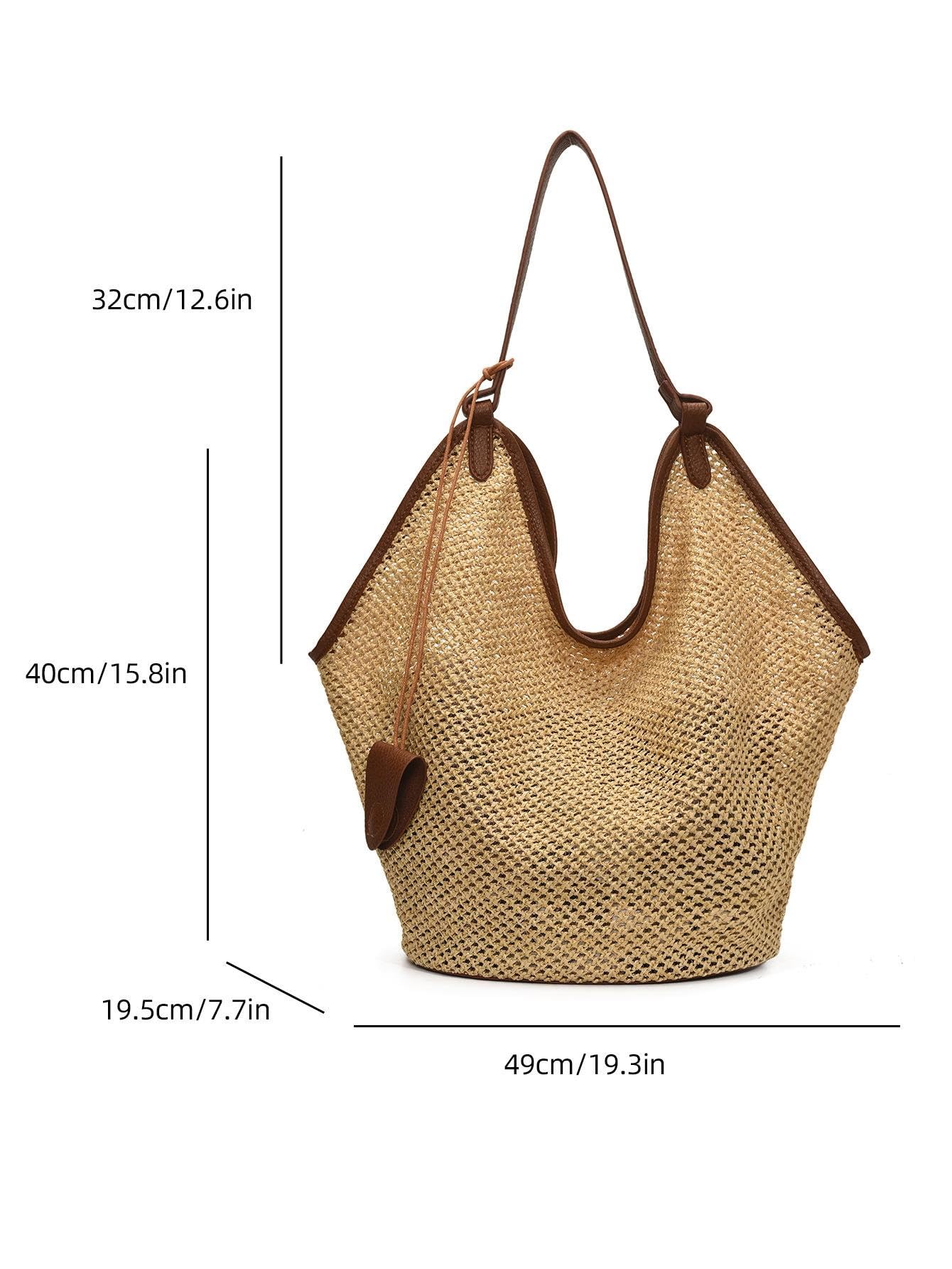 Bolso Hobo Tejido de Paja imitación, Bolso Playa Verano