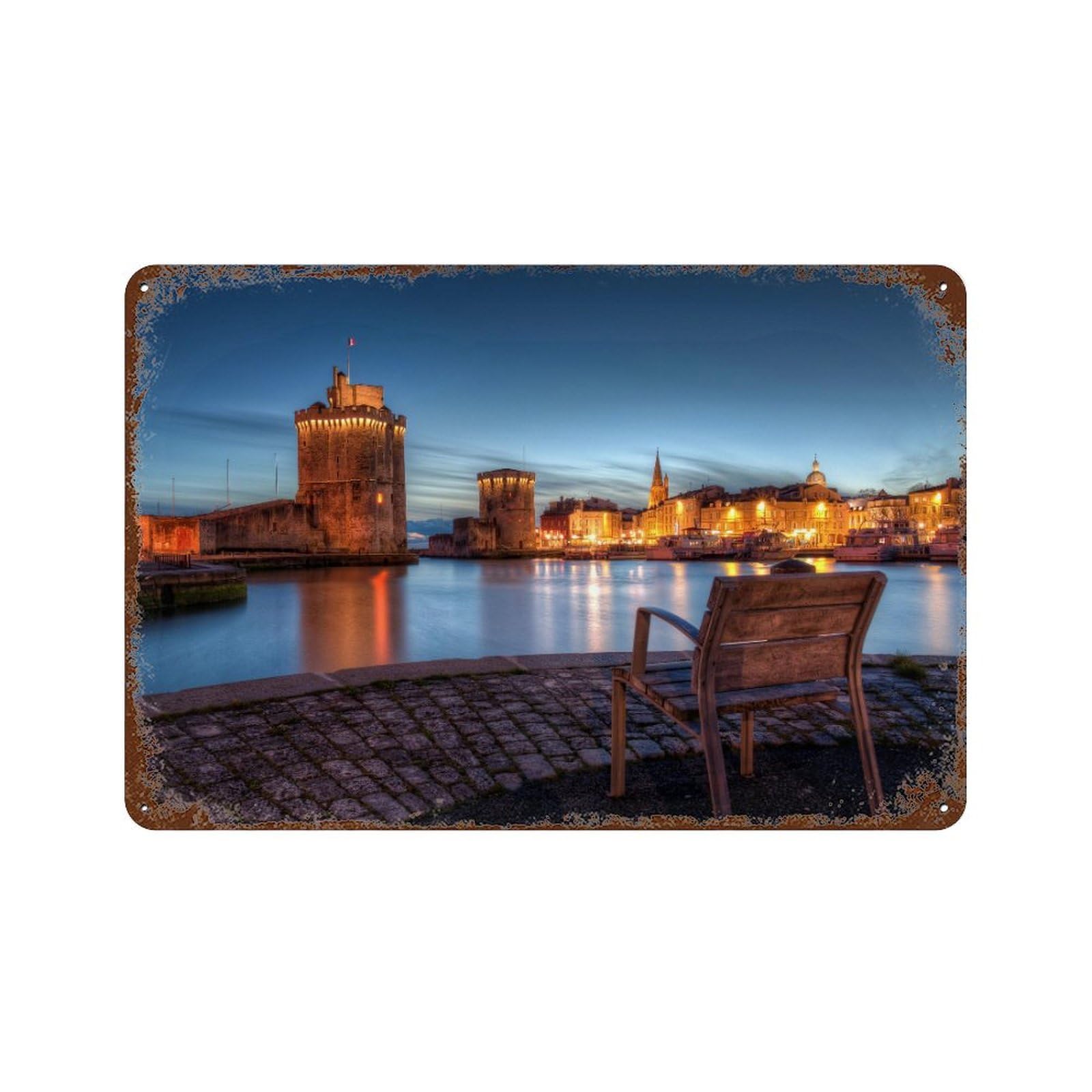 PGCKSK Metal Tin Sign,City coast lights,Tin Sign Vintage Rustic Decor Cave Coffee Shop Bar Bedroom Home Wall Decor Nostalgic Tin Sign-15 x 30 cm （6 x12 inch） H1