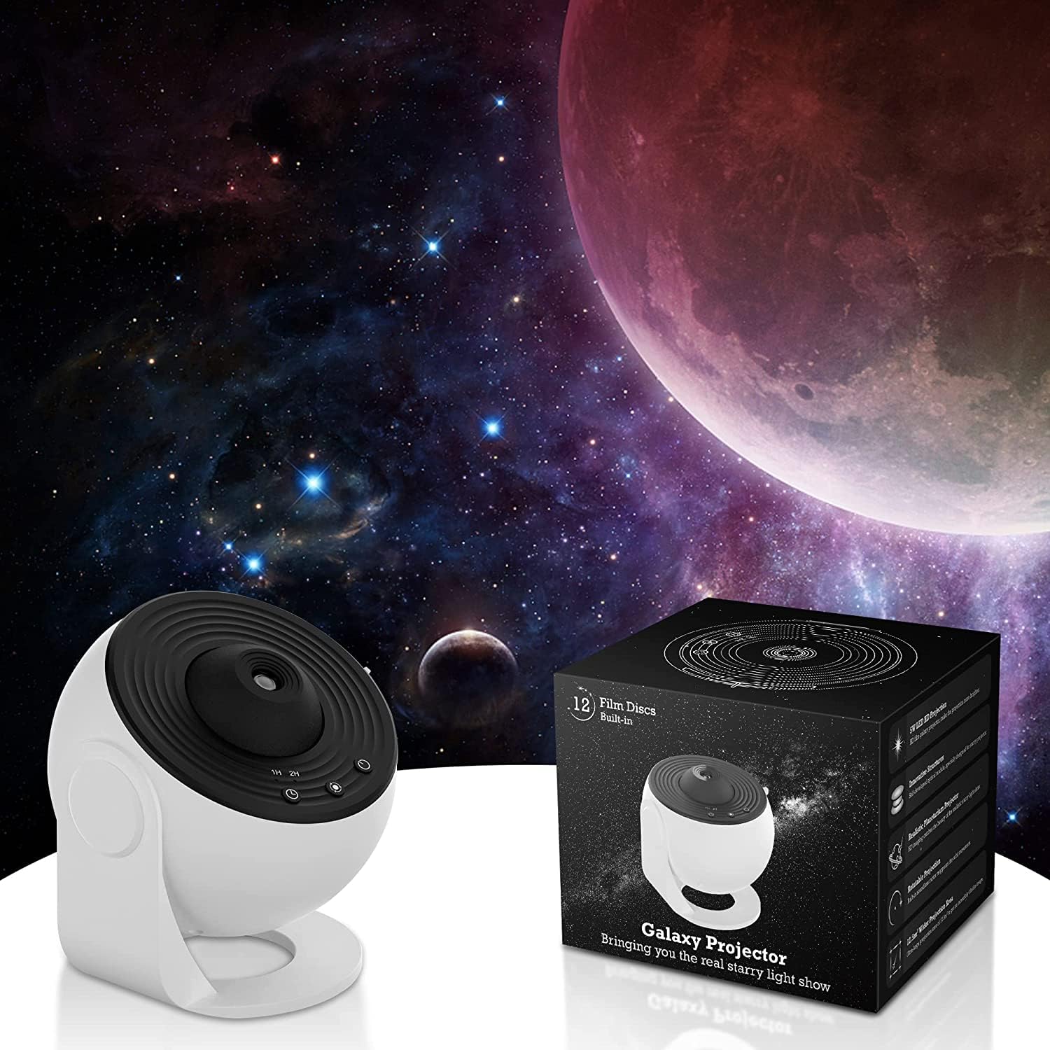 SPACE DOG Projektor galaktyk i domowe planetarium dla dzieci, 12 płyt w jakości HD, komentarz audio do obiektów niebieskich, projekcja galaktyk, gwiazd, planet i mgławic kosmicznych