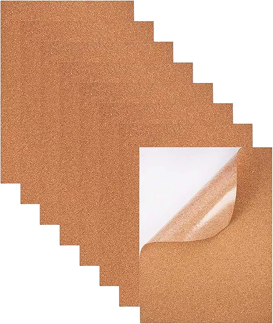 Pannello Sughero Isolante Autoadesivo 8 Pezzi 30x21cm per Bricolage e Decorazione