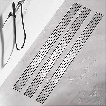 JYHHCYS Trench & Driveway Channel Drain with Grate, Pack of 3 Channel Drain Slim Stainless Steel Trench Kit, Slim Channel Drain Kit Outdoor for Garden Kitchen Balcony5x5 cm2x2 in