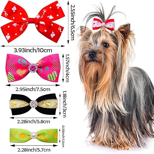 Miniatura 3 de PET SHOW 20 pares de lazos para el pelo de perro de 2, 3, 4 pulgadas, para el día de San Valentín, accesorios para el pelo de mascotas para perros