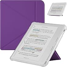 Protective Case Compatible with 7" Kobo Libra Color (2024) / Kobo Libra 2 (2021) eReader, Clear Soft TPU Back Case with Auto Sleep/Wake and Stand,Purple